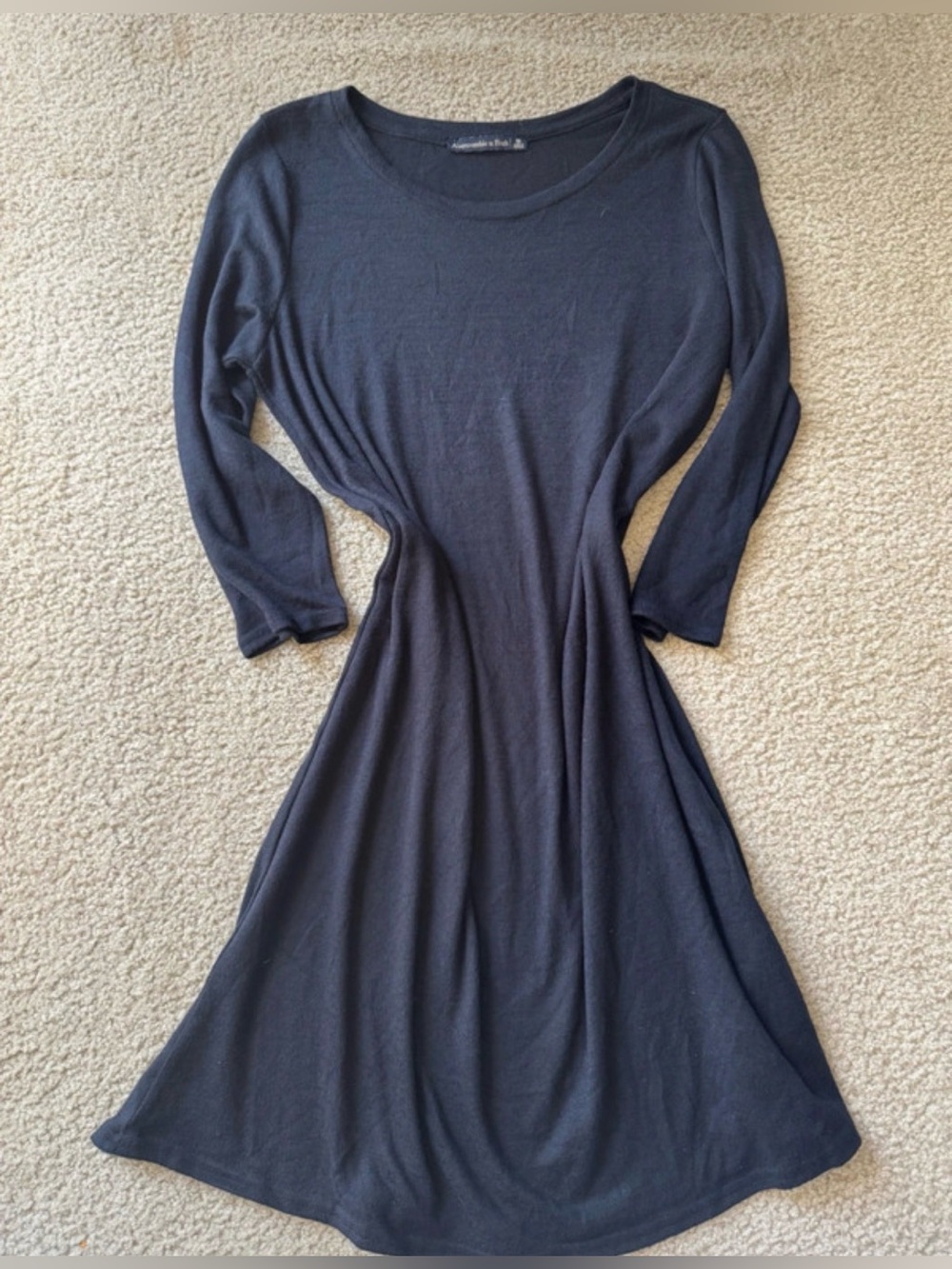 Abercrombie & Fitch Navy Long-Sleeve A-Line Dress casual soft long sleeve y2k